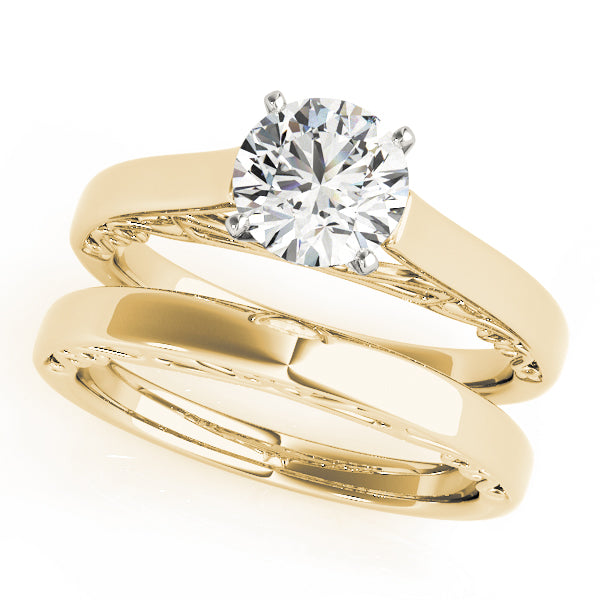 Heirloom Solitaire W Filigrie Round Diamond Engagement Ring — 9K/18K Gold & Platinum