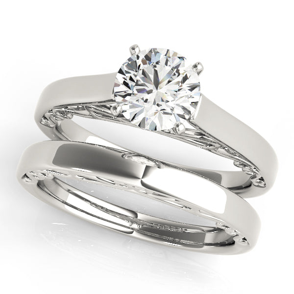 Heirloom Solitaire W Filigrie Round Diamond Engagement Ring — 9K/18K Gold & Platinum