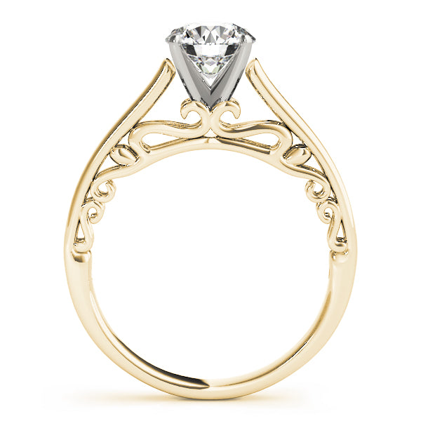 Heirloom Solitaire W Filigrie Round Diamond Engagement Ring — 9K/18K Gold & Platinum