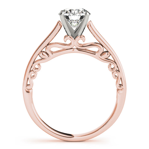 Heirloom Solitaire W Filigrie Round Diamond Engagement Ring — 9K/18K Gold & Platinum