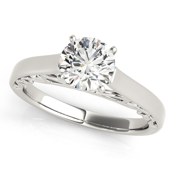 Heirloom Solitaire W Filigrie Round Diamond Engagement Ring — 9K/18K Gold & Platinum