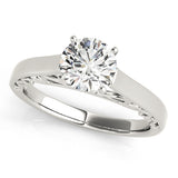 Heirloom Solitaire W Filigrie Round Diamond Engagement Ring — 9K/18K Gold & Platinum