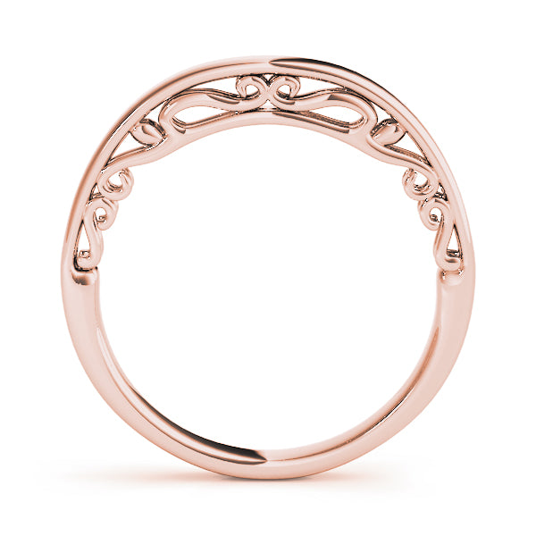 Side Scroll Filigree Wedding Gold Band