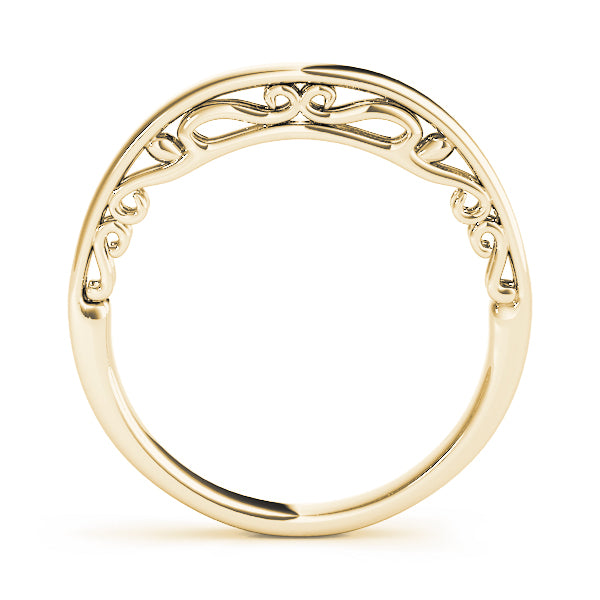Side Scroll Filigree Wedding Gold Band