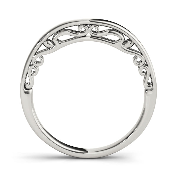 Side Scroll Filigree Wedding Gold Band