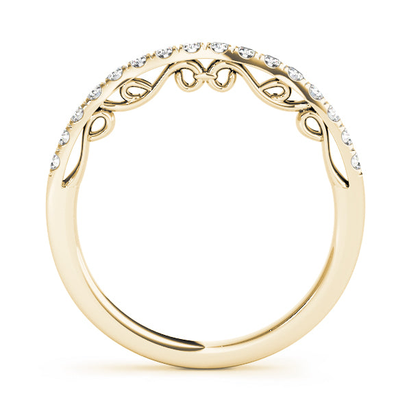 Curved Bands Half Eternity Ring in Gold & Platinum