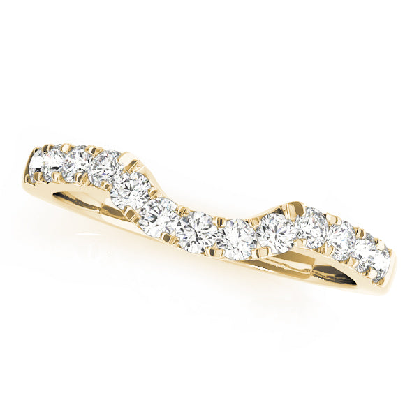 Prong Set Curved Half Eternity Ring in Gold & Platinum