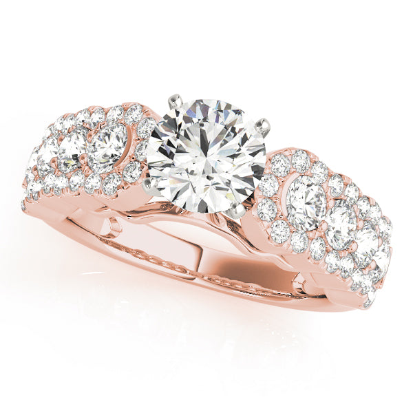 Regal Multi-Row Round Diamond Engagement Ring — 9K/18K Gold & Platinum