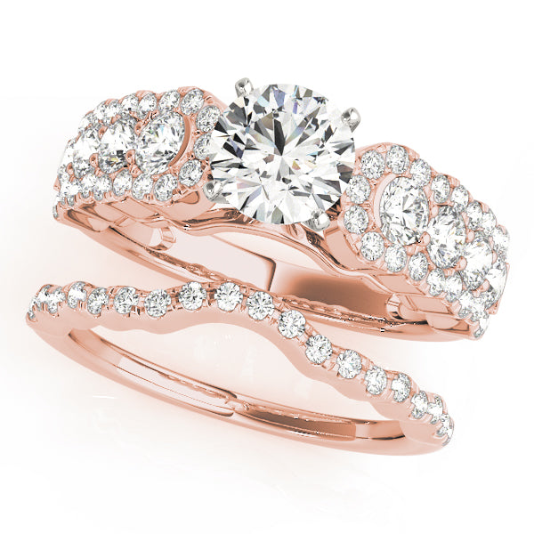 Regal Multi-Row Round Diamond Engagement Ring — 9K/18K Gold & Platinum