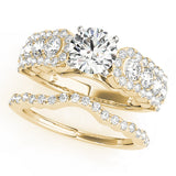 Regal Multi-Row Round Diamond Engagement Ring — 9K/18K Gold & Platinum
