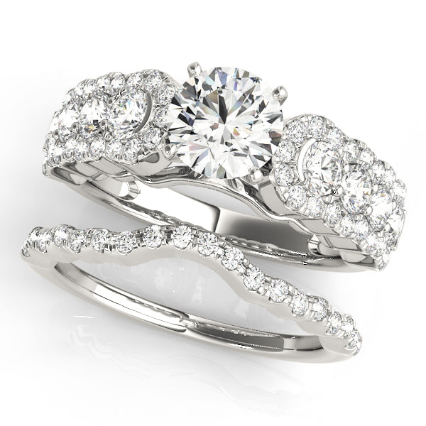 Regal Multi-Row Round Diamond Engagement Ring — 9K/18K Gold & Platinum