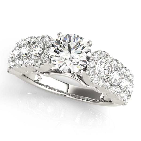 Regal Multi-Row Round Diamond Engagement Ring — 9K/18K Gold & Platinum