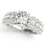Regal Multi-Row Round Diamond Engagement Ring — 9K/18K Gold & Platinum