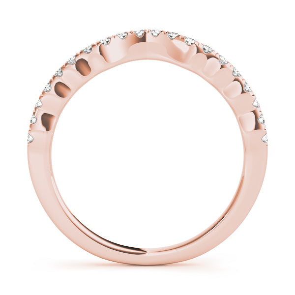 Curved Bands Half Eternity Ring in Gold & Platinum