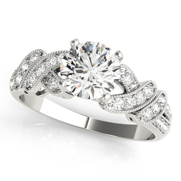 Radiant Multi-Row Round Diamond Engagement Ring — 9K/18K Gold & Platinum