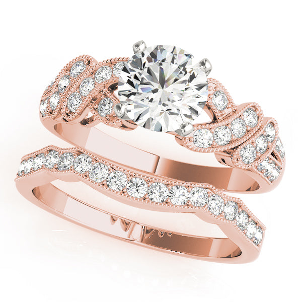 Radiant Multi-Row Round Diamond Engagement Ring — 9K/18K Gold & Platinum