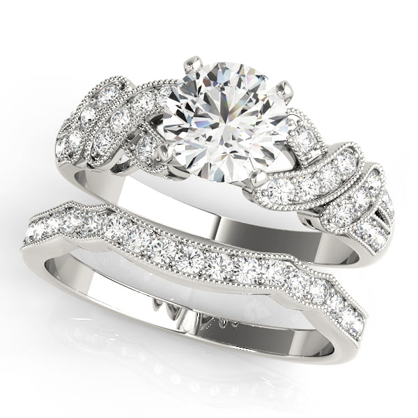Radiant Multi-Row Round Diamond Engagement Ring — 9K/18K Gold & Platinum
