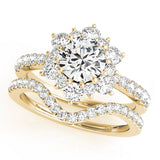 Sculpted Halo Round Diamond Engagement Ring — 9K/18K Gold & Platinum