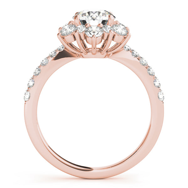 Sculpted Halo Round Diamond Engagement Ring — 9K/18K Gold & Platinum