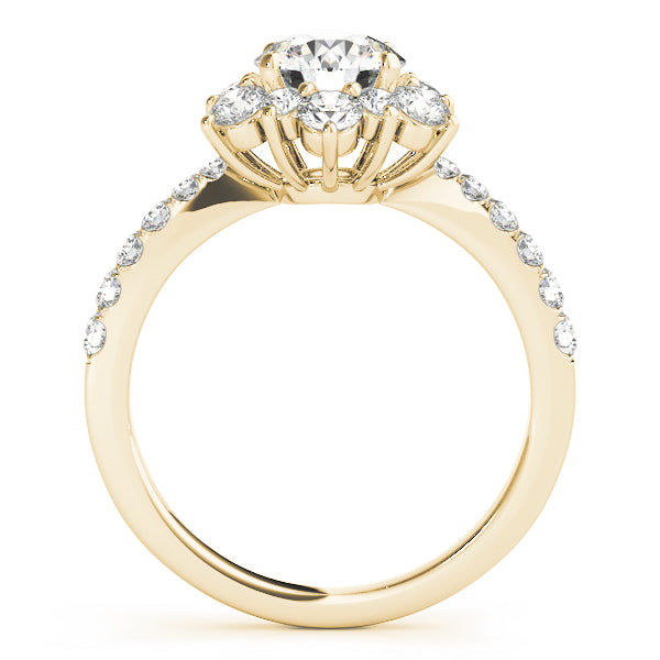 Sculpted Halo Round Diamond Engagement Ring — 9K/18K Gold & Platinum