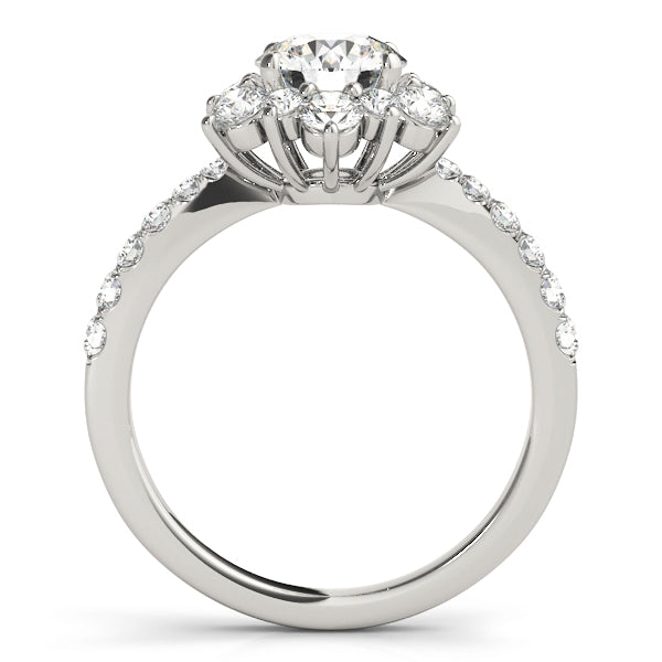 Sculpted Halo Round Diamond Engagement Ring — 9K/18K Gold & Platinum