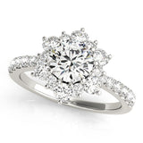 Sculpted Halo Round Diamond Engagement Ring — 9K/18K Gold & Platinum