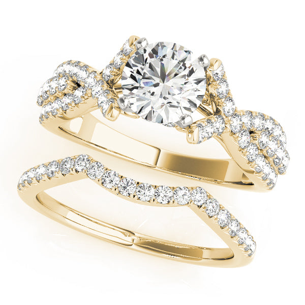 Couture Multi-Row Round Diamond Engagement Ring — 9K/18K Gold & Platinum