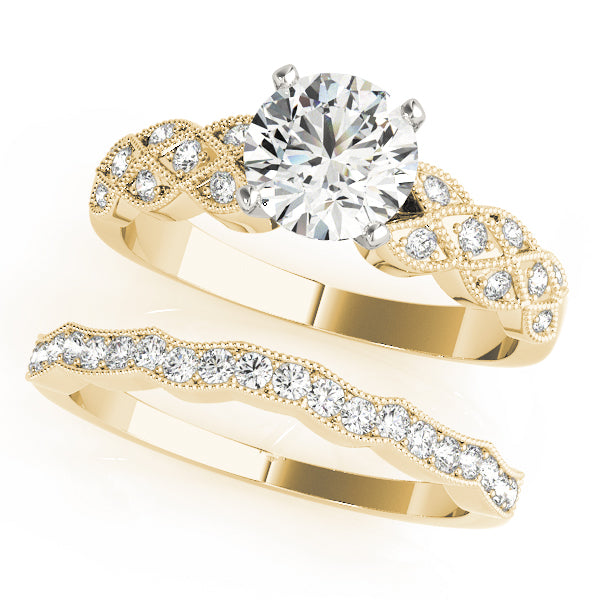 Romantic Multi-Row Round Diamond Engagement Ring — 9K/18K Gold & Platinum