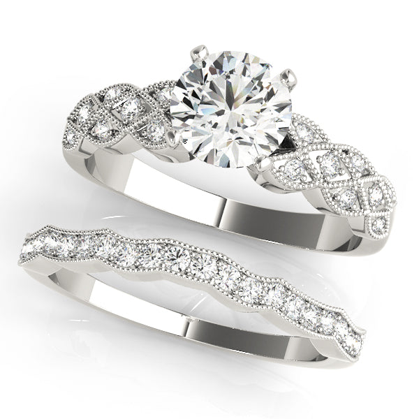 Romantic Multi-Row Round Diamond Engagement Ring — 9K/18K Gold & Platinum