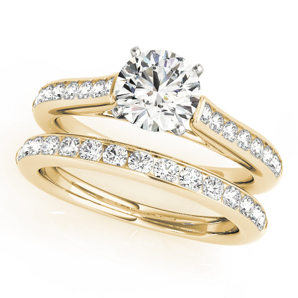 Statement Channel-Set Round Diamond Engagement Ring — 9K/18K Gold & Platinum