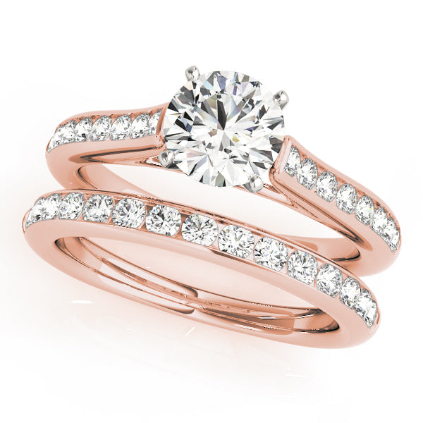 Statement Channel-Set Round Diamond Engagement Ring — 9K/18K Gold & Platinum