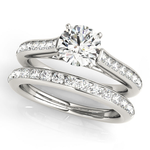 Statement Channel-Set Round Diamond Engagement Ring — 9K/18K Gold & Platinum