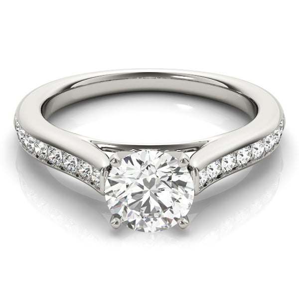 Statement Channel-Set Round Diamond Engagement Ring — 9K/18K Gold & Platinum