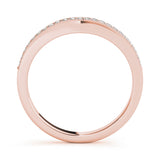Single Row Milgrain Curved Half Eternity Ring in Gold & Platinum