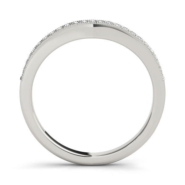 Single Row Milgrain Curved Half Eternity Ring in Gold & Platinum