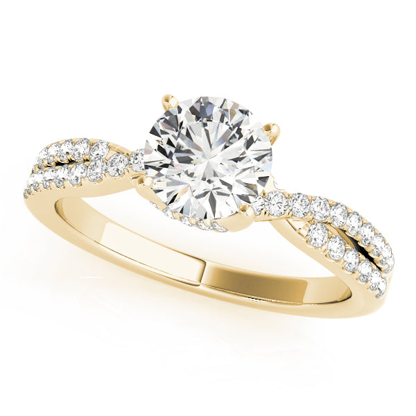 Crowned Engagment Rings Multi-Row Round Diamond Engagement Ring — 9K/18K Gold & Platinum
