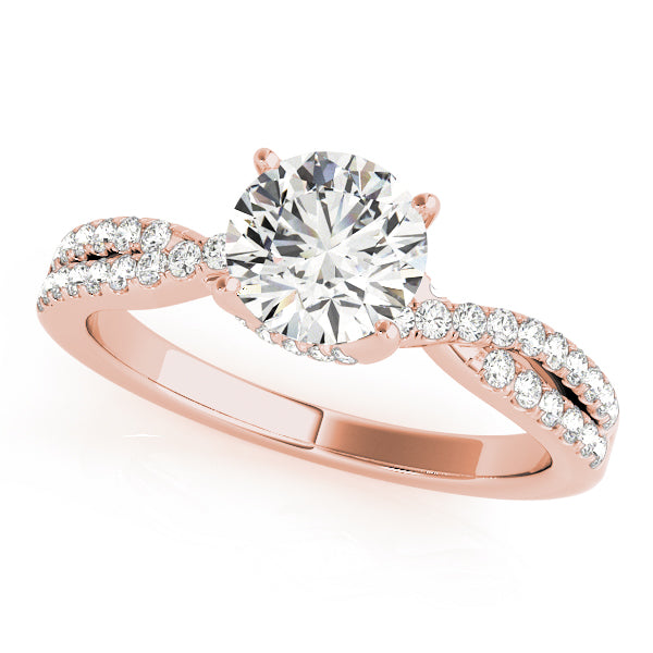Crowned Engagment Rings Multi-Row Round Diamond Engagement Ring — 9K/18K Gold & Platinum