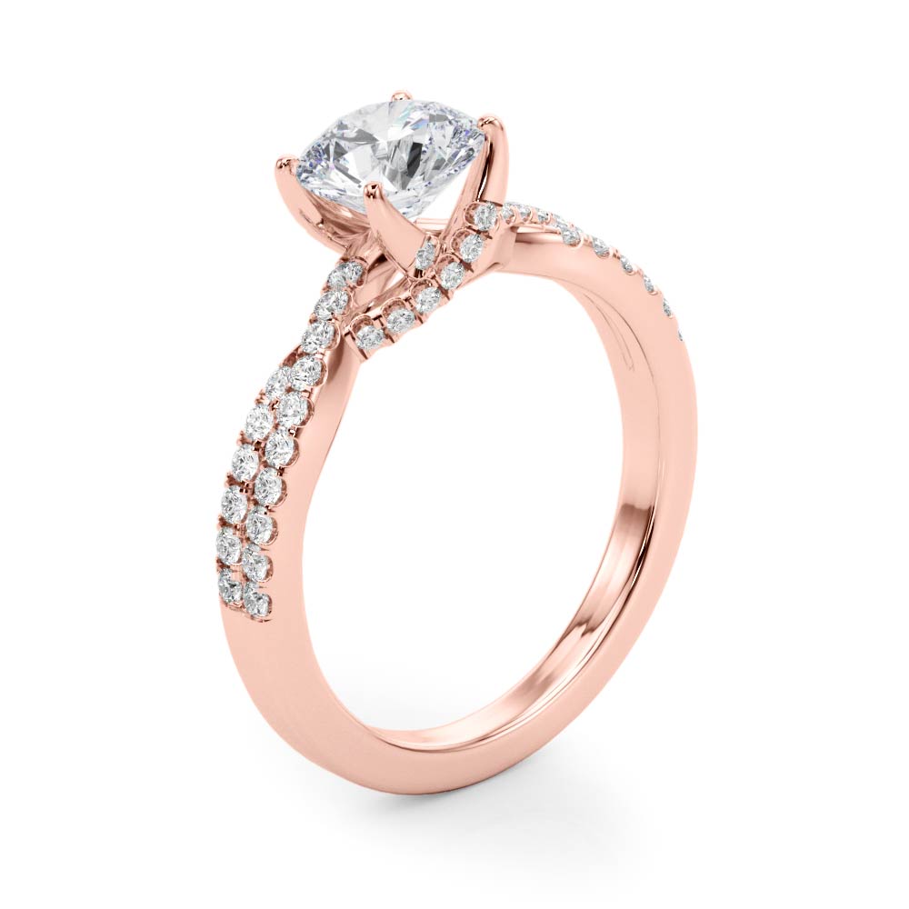 Crowned Engagment Rings Multi-Row Round Diamond Engagement Ring — 9K/18K Gold & Platinum