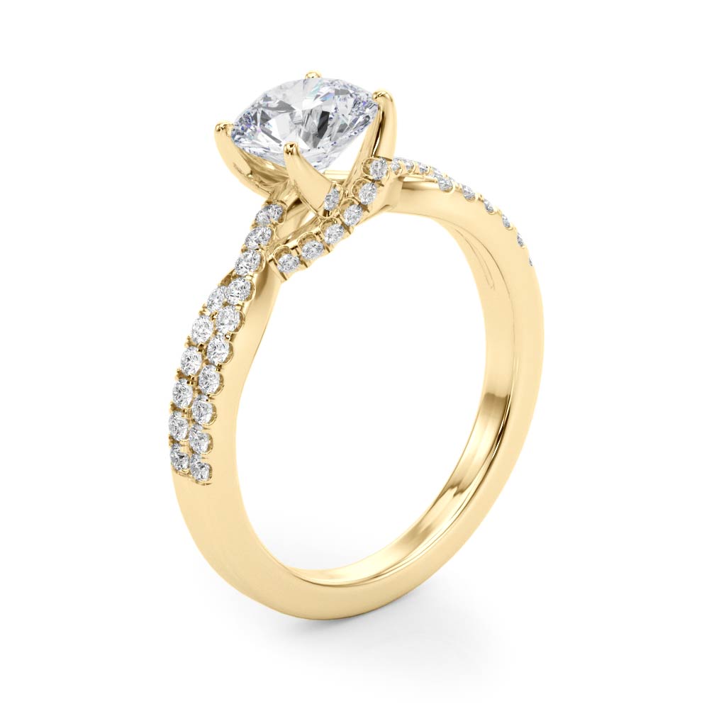 Crowned Engagment Rings Multi-Row Round Diamond Engagement Ring — 9K/18K Gold & Platinum
