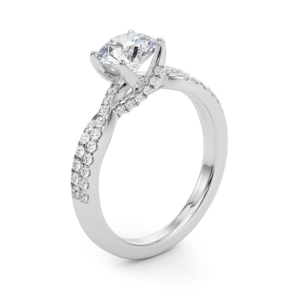 Crowned Engagment Rings Multi-Row Round Diamond Engagement Ring — 9K/18K Gold & Platinum