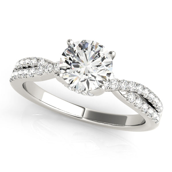 Crowned Engagment Rings Multi-Row Round Diamond Engagement Ring — 9K/18K Gold & Platinum