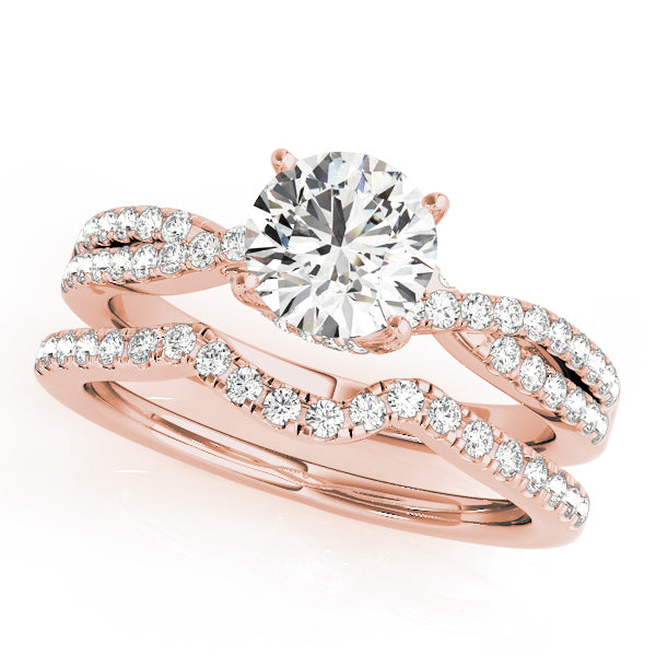 Crowned Engagment Rings Multi-Row Round Diamond Engagement Ring — 9K/18K Gold & Platinum