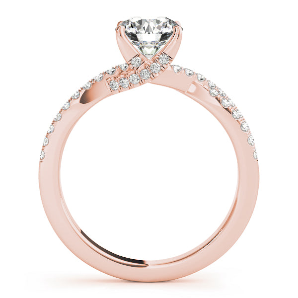Crowned Engagment Rings Multi-Row Round Diamond Engagement Ring — 9K/18K Gold & Platinum