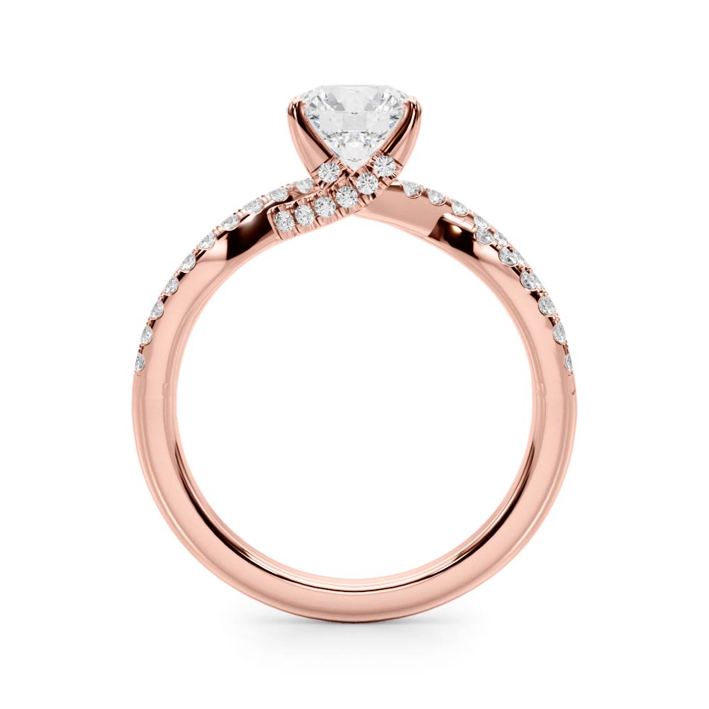 Crowned Engagment Rings Multi-Row Round Diamond Engagement Ring — 9K/18K Gold & Platinum