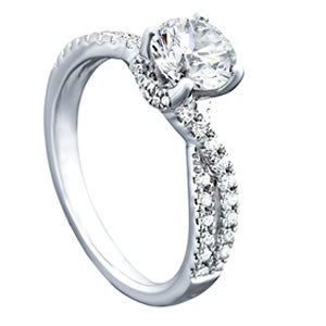 Crowned Engagment Rings Multi-Row Round Diamond Engagement Ring — 9K/18K Gold & Platinum