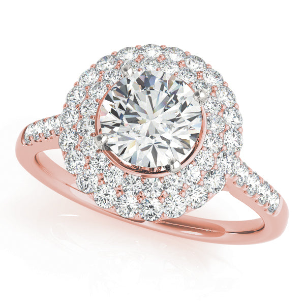 Graceful Eng Ring For .50-.75 Ct Heads Round Diamond Engagement Ring — 9K/18K Gold & Platinum