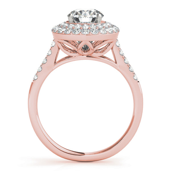Graceful Eng Ring For .50-.75 Ct Heads Round Diamond Engagement Ring — 9K/18K Gold & Platinum