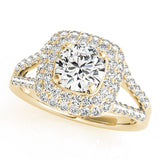 Enchanted Halo Center Cushion Diamond Engagement Ring — 9K/18K Gold & Platinum