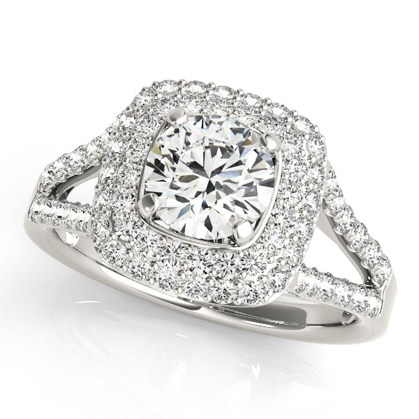 Enchanted Halo Center Cushion Diamond Engagement Ring — 9K/18K Gold & Platinum