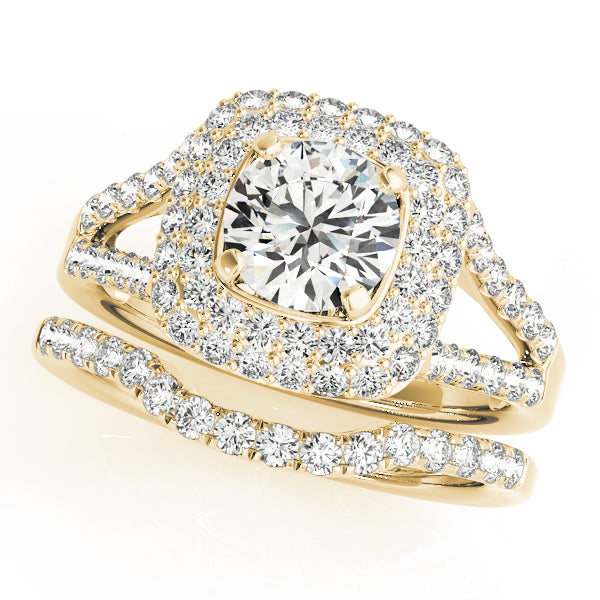 Enchanted Halo Center Cushion Diamond Engagement Ring — 9K/18K Gold & Platinum